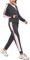 Litherday Jogginganzug Damen Lang Freizeitanzug Baumwolle Trainingsanzug Frauen Streifen Sportanzug, Dunkelgrau, XXL