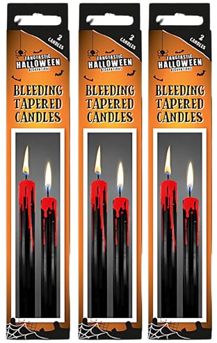 AKH® Halloween Bleeding Tapered Candles | Pack of 6 | Spooky Blood Drip Candles for Creepy Halloween Decor