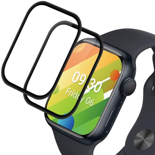 YMHML Vetro Temperato per Apple Watch Series 9/8/7 45mm, Pellicola Prottetiva 3D Copertura Totale, Durezza 9H Film Pellicola, Anti Graffio, Senza Bolle, HD Chiaro - 2 Pezzi