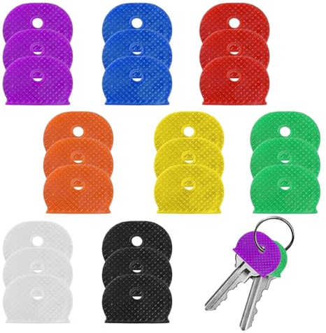 24PCS Key Covers Crack Strong Toughness Resistance Key Covers Caps Waterproof and Durable Small and Light Elasticated Key Caps for Standard Regular Thin Flat House Keys Easy to Identify.