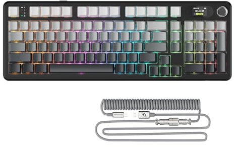 ATTACK SHARK X98PRO Gasket Mechanical Gaming keyboard,BT/2.4G Wireless/USB-C,LED Screen&CNC knob,RGB Side Engraved,98 Keys Hot-Swap Linear Switch,4000mAh,Web Cloud Drive,for PC,MAC-Black Gradient