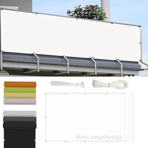 Sichtschutz Balkonumspannungen Balkonverkleidung,blickdichtefür Balkongeländer Garten-80x1350cm-Weiß