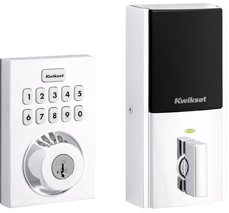 Kwikset HomeConnect 620 Z-Wave Serrure intelligente à clavier longue portée avec entrée pratique sans clé, codes utilisateur personnalisables, sécurité S2 et provisionnement SmartStart Chrome poli