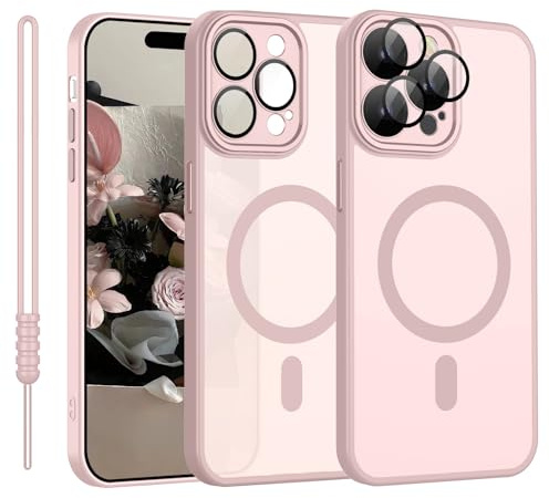 YUANDMI für iPhone 14 Pro Max Hülle kompatibel mit MagSafe Rosa | Handyhülle für iPhone 14 Pro Max Magnetisch Matte Touch Kameraschutz, rutschfest Kratzfest Schutz Stoßfest