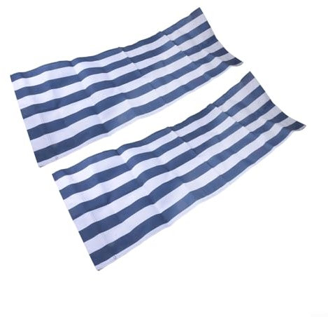 ZWEquipint Ersatz-Bezug für Strandkorb, gestreiftes Muster, Polyestergewebe, wasserdicht, für Garten, Terrasse, Deck, 120 cm, 45 cm, Weiß / Blau (2 Stück)