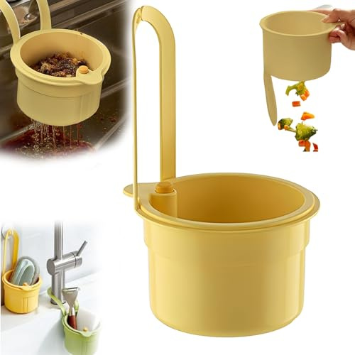 Sink Strainer Basket with Press Dumping & Drain Mesh, Faucet Hanging Sink Food Catcher, Multifunctional Draining Colander for Kitchen, Hangable Filter Basket for Food Waste Leftovers, Veggie Washing
