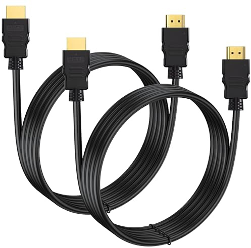 4K HDMI Cable 3 FT 2-Pack, Shielded 3FT HDMI Computer Monitor Cord 4K@60Hz - HDCP 2.2, HDR, 3D, eARC, ARC & CL3 Rated | for TV, Laptop, Monitor, PS5, PS4, Xbox One, Fire TV, Soundbar, Roku & More