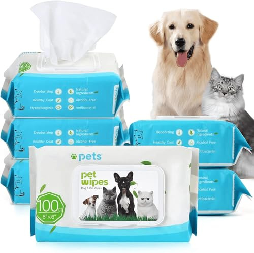 Sweet Carefor Pet Wipes Thick and Extra Large For Dogs and Cats, 100% Plastic Free, Hypoallergenic and Biodegradable | Cleans Face, Ears, Body and Eye Area (200 Wipes, Unscented)