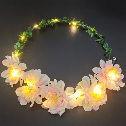 AWSOLAR 5 Stück Blumenkranz Haare LED, LED Haarreif Blumen | Leuchtende Haarreifen für Party, Geburtstag, Hochzeit, Festival Zubehör