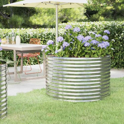 Qnhdfrt Hochbeet verzinkter Stahl 100x100x68 cm Silber Metall Pflanzkübel mit Pulverbeschichtung Rostschutz platzstark für Garten Terrasse Balkon Modernes Design Robustheit und Langlebigkeit