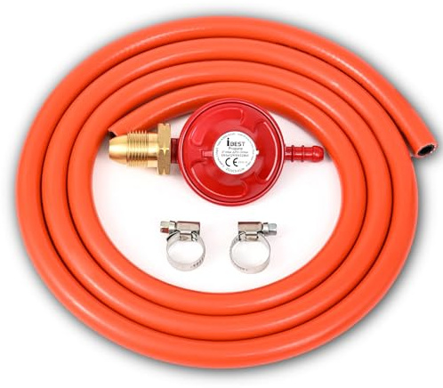 INTERNATIONAL BRANDS EXCESS STOCK TRADING U.K. I BEST U.K iBest UK 27mm Patio Gas Regulator 2M Hose Kit with 2 Clips (Screw in)
