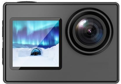 NiuLumea 4K for Dual-Screen Action Camera, for Compact Waterproof for Camcorder Outdoor Adventures, Fishing and for Motorcycle Use, 6x3x4 cm, Black