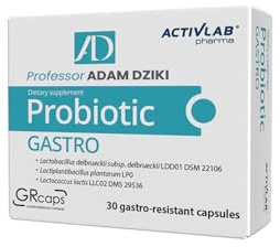 Activlab Pharma Profesor Adam Dziki Probiotyk Probiotyk GASTRO – Probiotikum mit Lactiplantibacillus plantarum LP0 & Lactobacillus delbrueckii LDD01 – Mit Inulin – 30 magensaftresistente Kapseln