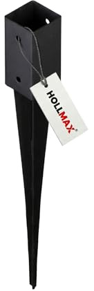 HOLLMAX 1 Stk. Einschlaghülse/Bodenhülse (71 mm), pulverbeschichtet, schwarz, für Vierkantpfosten