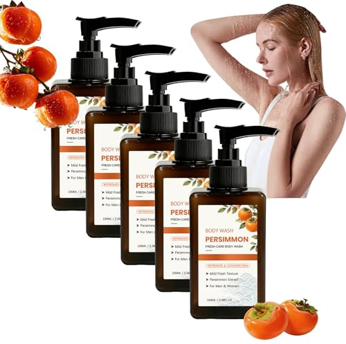 Persimmon Body Wash Zur Kontrolle Des Körpergeruchs, Permission Liquid Soap for Old People Smell, Purifying Deodorizing Soap, Natural Deodorant Nonenal Soap with Tea Tree Underarms (5p)