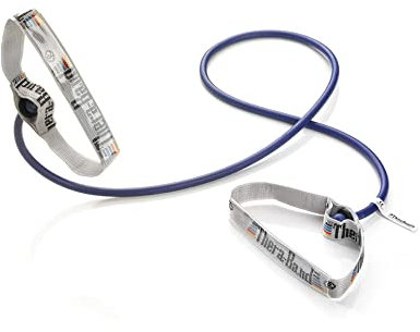 TheraBand Widerstandstrainer Bodytrainer Tubing mit flexiblen Griffen Blau | Sehr schwer, OneSize