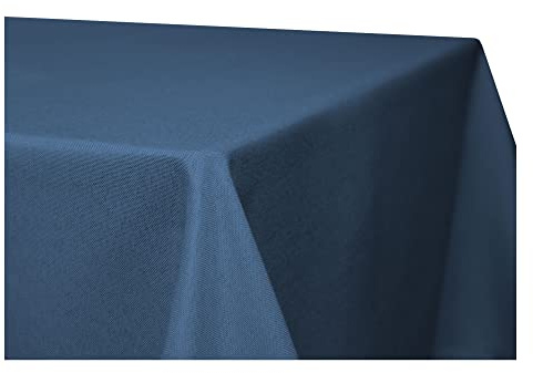 Tischdecke 90 x 90 cm rechteckig Blau Leinenoptik Lotuseffekt Tischwäsche Wasserabweisend Tischtuch Fleckenabweisend Bügelfrei Abwischbar Waschbar Innen und Außen Perleffekt