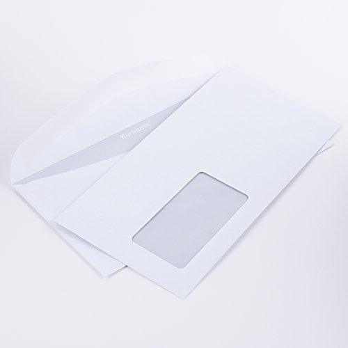 Briefumschläge Din Lang 114 x 229 mm weiß 75 g/m² mit Fenster nasskl. Kuvertiermaschinen geeignet (206330E) (1000)