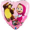 Grabo Palloncino compleanno Masha e Orso. Palloncino per feste per bambini a forma di cuore, Masha sul triciclo e Orso, in foil con cannuccia per gonfiarlo. Palloncini colorati Made in Italy 36x36 cm