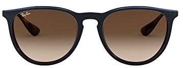 Ray-Ban Unisex RB4171 Erika Round Sunglasses, Mirrored Blue On Light Brown/Brown Gradient Dark Brown, 54 mm