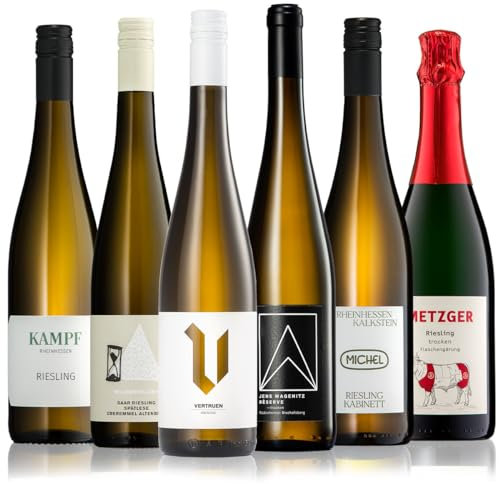 GEILE WEINE Weinpaket RIESLING (6 x 0,75l) Deutscher Weißwein von Winzern aus Rheingau, Pfalz, Saar & Rheinhessen