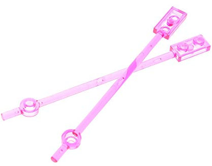 2X Lego 42445 Barra 1x2 | Rosa Scuro Trasparente