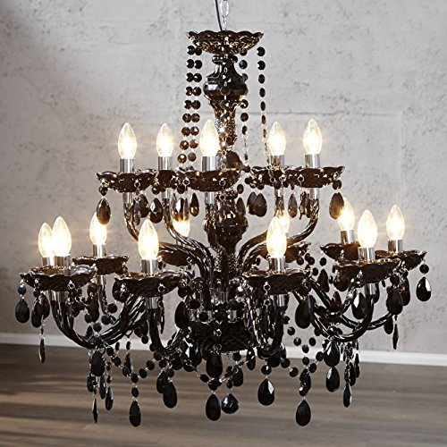 cagü märchenhafter Design Kronleuchter Lüster CHLOE Schwarz 15-ARMIG 80cm