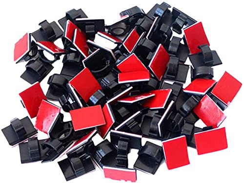 SAISN Adhesive Clips Strong Wire Holders 100 Pack Self-Adhesive Wire Clip Cable Cord Desk Management for Office Home and Car