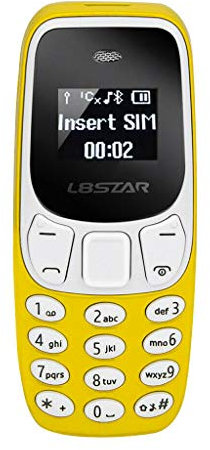 Valmoni Sport Mini Teléfono Móvil con Doble SIM y Cambiador de Voz Distorsionador L8STAR Diminuto Enano el más pequeño del Mundo (Amarillo)