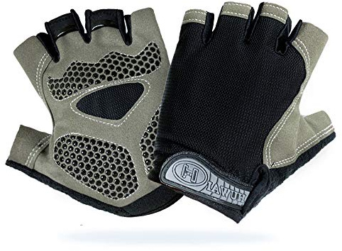 IvyLife Guanti Bici da Ciclismo Estivi Mezze Dita per Bicicletta Moto Arrampicata Montagna Corsa Sport Palestra Fitness Traspirante Antiurto Antiscivolo da Uomo e Donna, Grigio & Nero XL