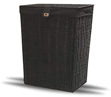 Arpan Resin Laundry Clothes Basket with Lid, Lock and Lining Storage Basket with Removable Lining (Black - Medium)