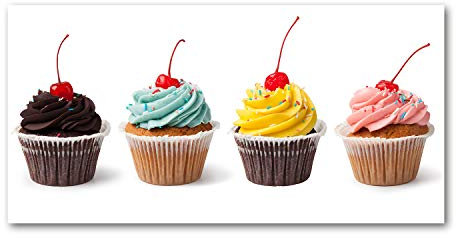 Tulup Glas-Bild Wandbild aus Glas - Wandkunst - Wandbild hinter gehärtetem Sicherheitsglas - Dekorative Wand für Küche & Wohnzimmer 140x70 - Essen & Getränke - Muffins - Mehrfarbig