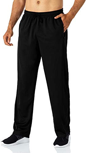 Butrends Pantalon de Jogging pour Homme Pantalon de Course léger avec Poches zippées Pantalon de Sport Taille élastique Pantalon de survêtement à Fond Ouvert (Noir-XL)