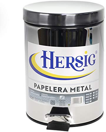 HERSIG - Papelera con Pedal Metalica | Cubo de Basura con Pedal y Tapa - 5 L