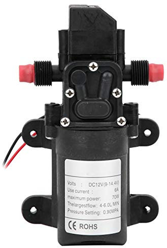 Hililand Membran Wasserpumpe Mini 2-Wege-Gewinde Rechtsauslass 6,0 l/min 0,9 mPA G1/2 in 72 W 12 V mit Druckschalter,Membranpumpe