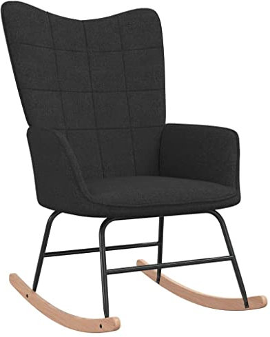 vidaXL Schaukelstuhl, Sessel Schwingstuhl mit Armlehne, Schaukelsessel Relaxstuhl mit StahlBeinen, Relaxsessel Schwingsessel Wohnzimmer, Modern, Schwarz Stoff