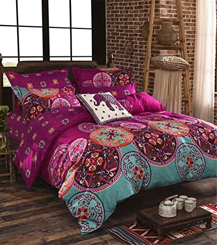 Michorinee Housse de Couette 220x240 Motif Indien Mandala Parure de Lit Bohème - Linge de Lit Exotique 2 Personnes Adulte avec Fermeture Éclair, 2 Taies d'oreiller 65x65 cm