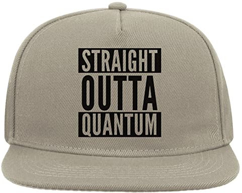 ATPRINTS Straight Outta Quantum Funny Physics Meme 5 Panel Snapback Flat Visor Cap Hat Baseballmütze Grau
