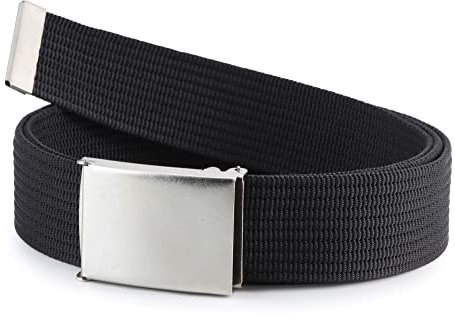 Ladeheid Herren Gürtel männlich Stoffgürtel Sackleinen P90 (Schwarz, 180 cm x 4 cm)
