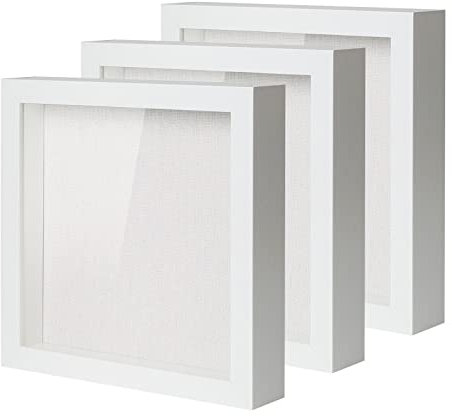 Muzilife Shadow Box Bilderrahmen mit Leinenplatte, tiefes Holzglas, fertig zum Aufhängen, Erinnerungsbox, Babysport-Erinnerungsstücke, Anstecknadeln, Auszeichnungen, Medaillen, 3 Stück, 25.4x25.4 cm)
