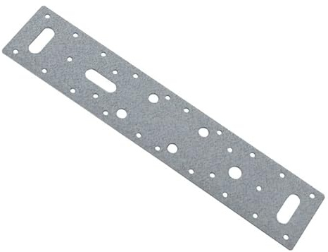 BPC Fixings Galvanised Flat Connector Plate 10-Piece Set, 300 mm Length x 60 mm Width, Silver