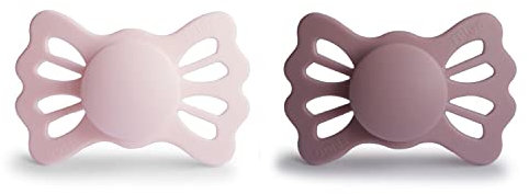 FRIGG Lucky Silikon Schnuller | Symmetrischer Schnuller 2er Pack | BPA-frei | Hergestellt in Dänemark | White Lilac/Twilight Mauve - Größe 2 (6-18 Monate)
