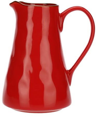 Thun Rose & Tulipani, Brocca Grande di Color Corallo in Ceramica con Bordo Dorato, Linea Concerto, Capienza 1,7 L