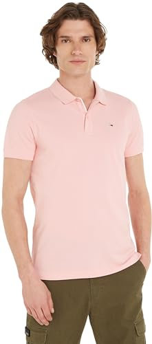 Tommy Jeans TJM Slim Placket Polo EXT DM0DM18312 Manches Courtes, Rose (Ballet Pin), S Homme