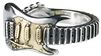 GAUEIOUR Punk Electric Guitar Ring - Magnificent Adjustable Opening Ring for Men and Women - Unique Retro Music Style