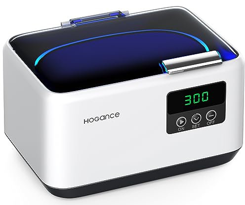 Hogance Ultraschallreinigungsgerät Ultraschallreiniger 600ML/50W, 48kHz Digitaler Ultraschallgerät mit 4 Zeitmodi für Schmuck Brillen Uhren Zahnschutz, Weiß+Tiefgrau