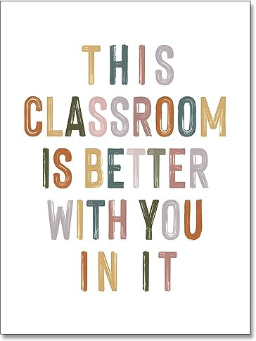 Cmoqtiv This Classroom Is Better With You In It, Positive Motivierende Wanddekoration, Poster, Schilder für Lehrer, Klassenzimmer Willkommen, Boho-Klassenzimmer-Dekor, Leinwand-Kunst, sicherer Platz