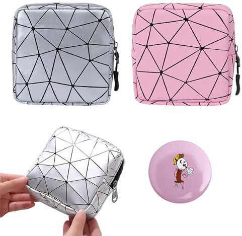 Tampon Binden Aufbewahrung,mit Reißverschluss,2pcs Tampon Aufbewahrungstasche Wasserdicht,Tragbare Kleine Kosmetiktasche Perioden Tasche,Tasche für Tampons Damenbinde Organizer
