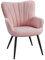 Yaheetech Fauteuil de Salon en Tissu Effet Lin avec Dossier Plissé et Incurvé Chaise de Salle à Manger Scandinave Fauteuil d’appoint pour Salon Chambre Cuisine Salle à Manger Rose