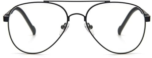 KoKoBin Vintage Metallrahmen Lesebrille Flieger Kröte Rahmen Objektiv Anti Blau Licht Damen Männer Computer Lesebrillen (Schwarz, 1.5)